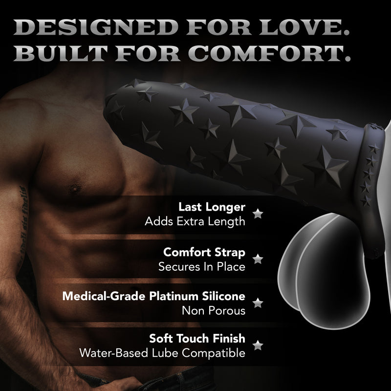 The Happy Wife® Star Studded Extender™ – 6.5" Core M Platinum Silicone Sleeve Extender